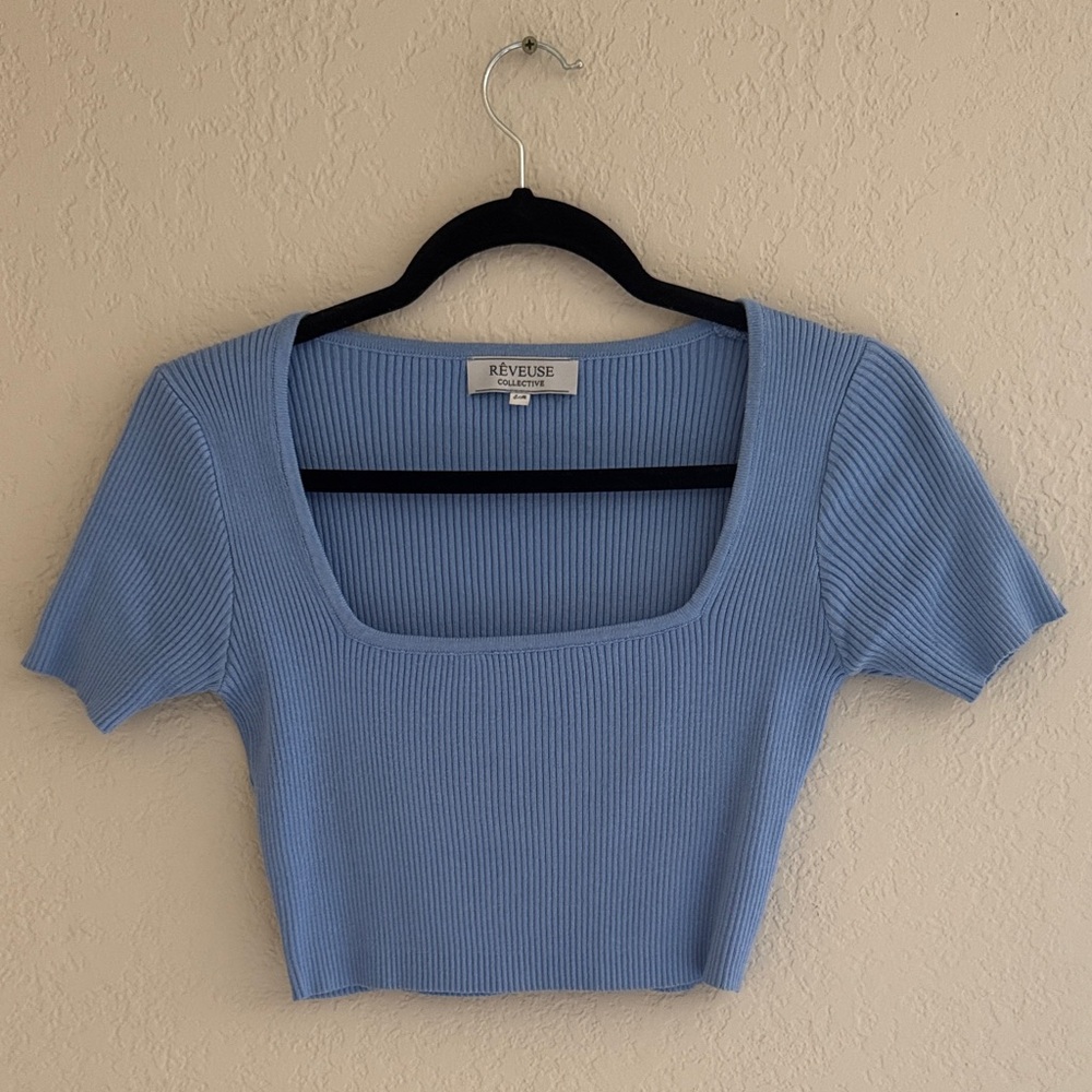 Women's Blue Ribbed Top